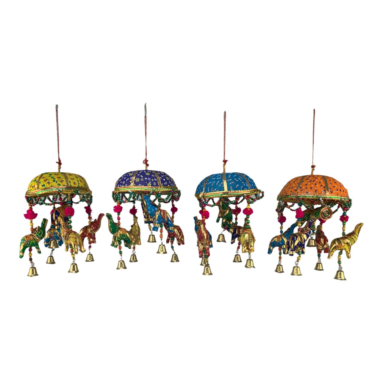Elephant Umbrella Door Hanging Rajasthani Wall Window Feng Shui Hanging Handicraft Traditional Ethnic Latkan Toran with Tokri for Home Office Decor Decorative Ornament Party Decor